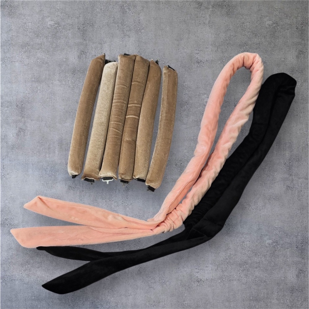 Heatless Curler Bundle 6 Jumbo Velvet Rollers, 6 satin flex rods, 2 hair wraps - Picture 6 of 15